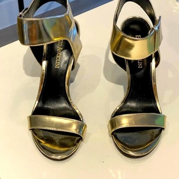 Enzo Angiolini Brodee Sandal Heel Gold Open Toe Size 8 - Picture 4 of 13